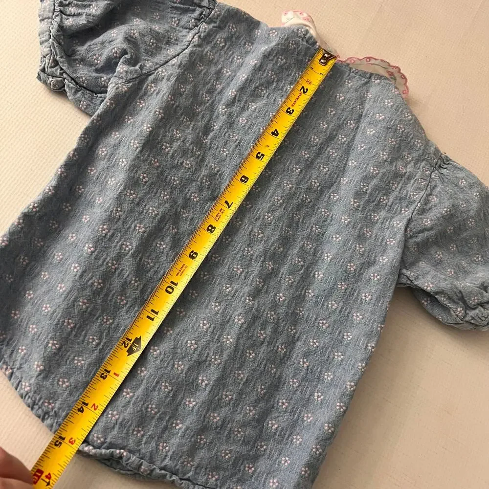 OshKosh B'gosh Vintage Top Shirt Peter Pan Collared Button Front Girls Size 4